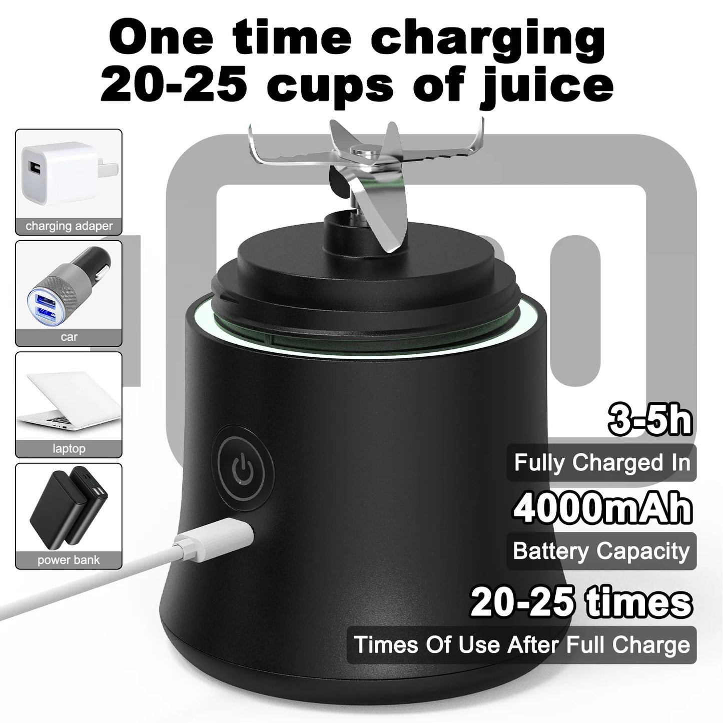 Portable Blender 600ML – USB Rechargeable Juicer