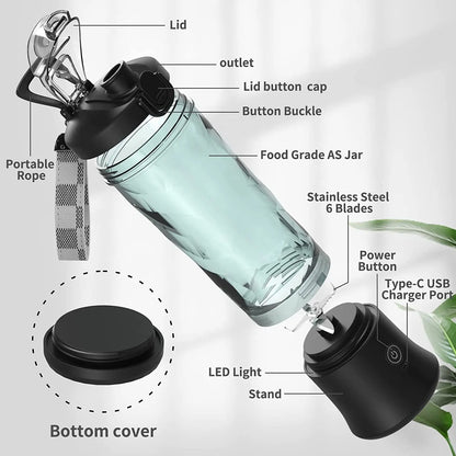 Portable Blender 600ML – USB Rechargeable Juicer